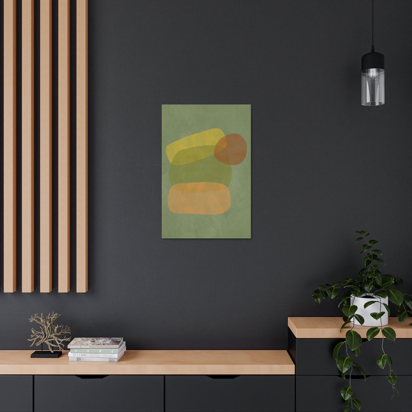 Pebble Stack in Green Canvas Print