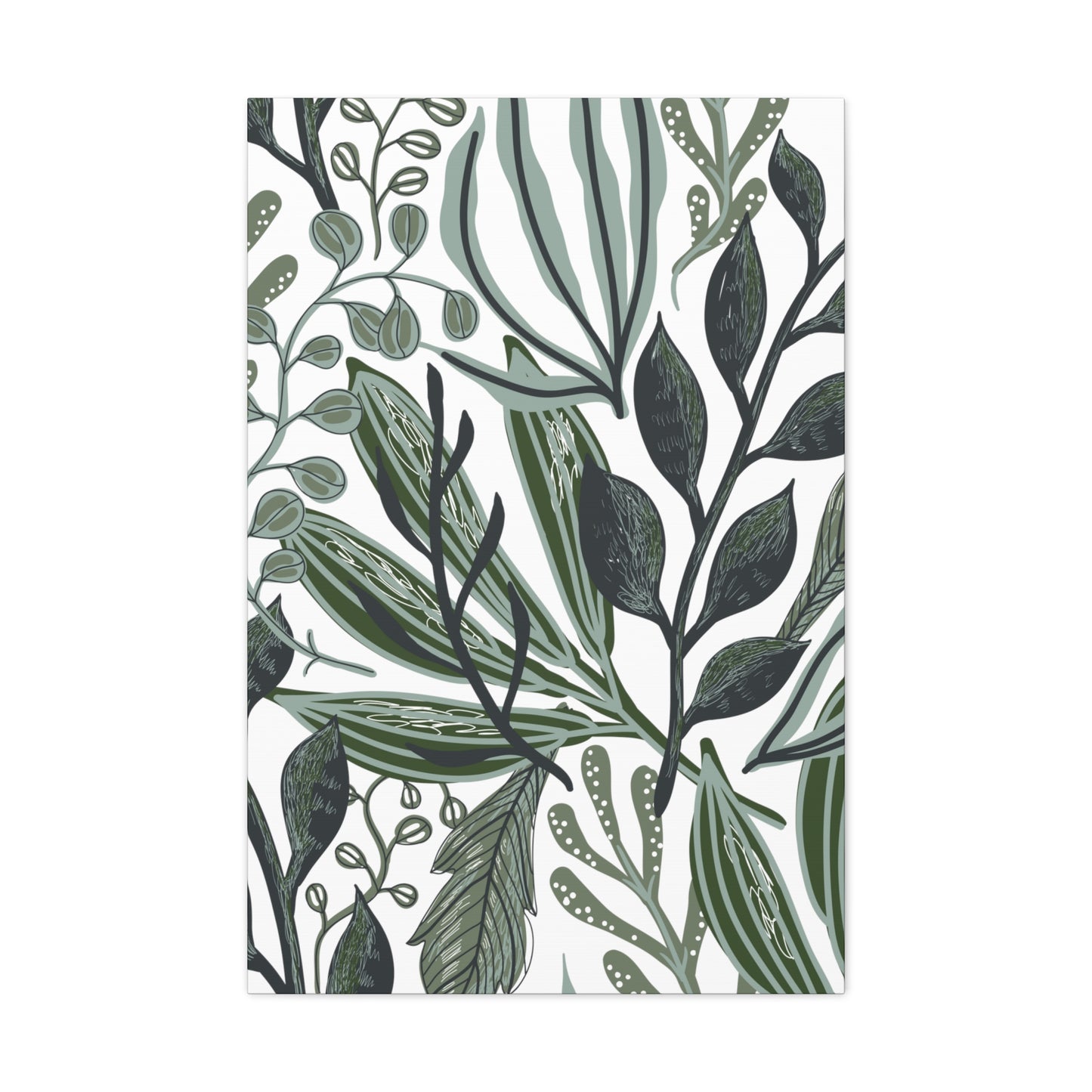 Greenery on White Canvas Print