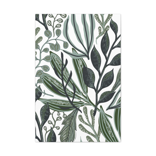 Greenery on White Canvas Print