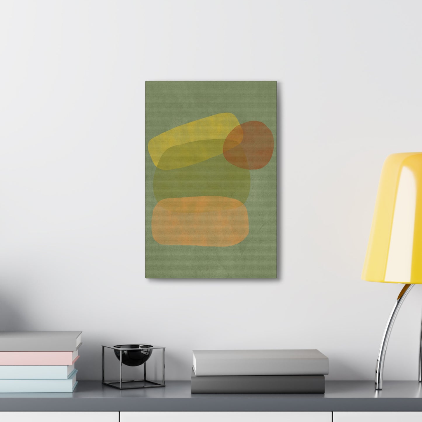 Pebble Stack in Green Canvas Print