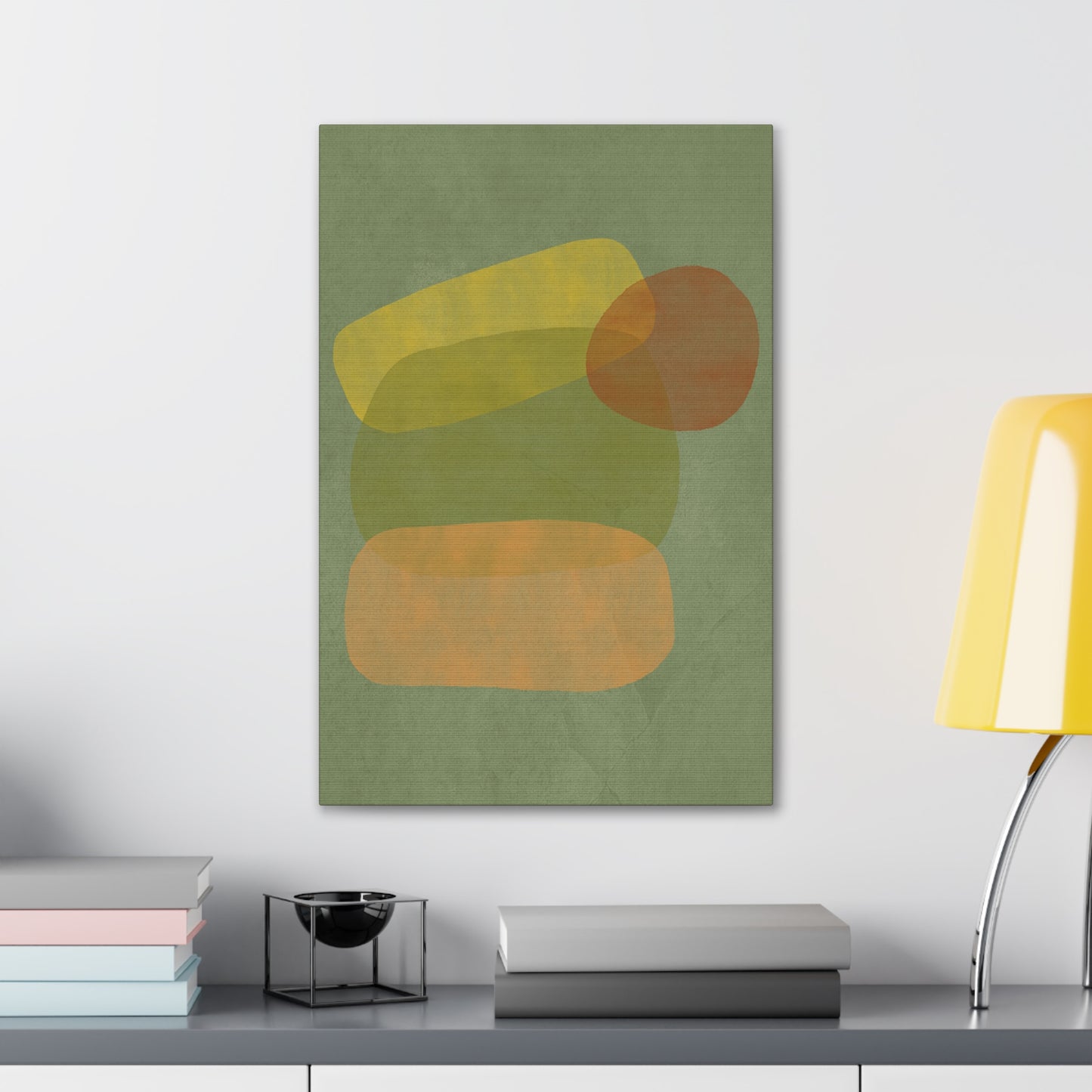 Pebble Stack in Green Canvas Print