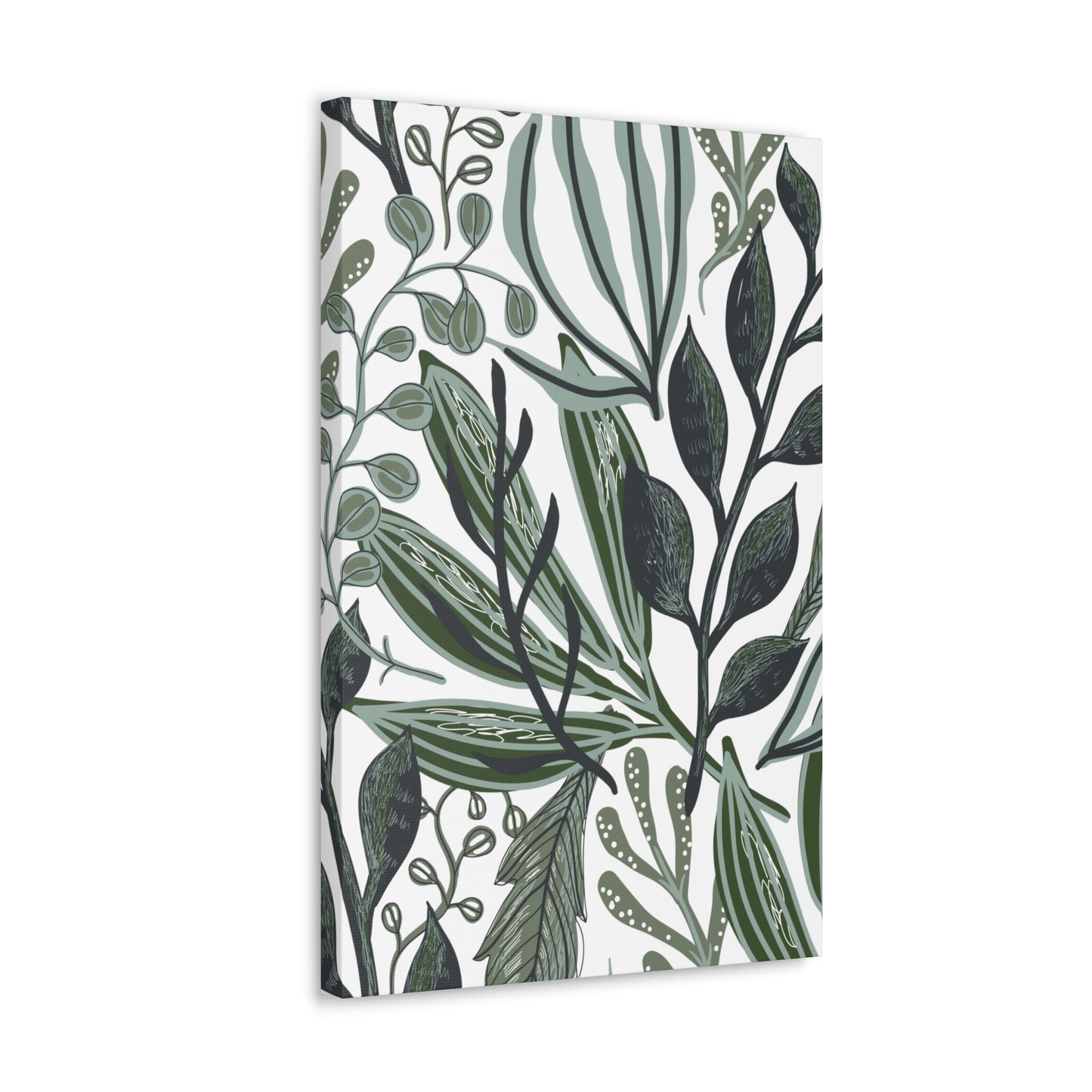Greenery on White Canvas Print