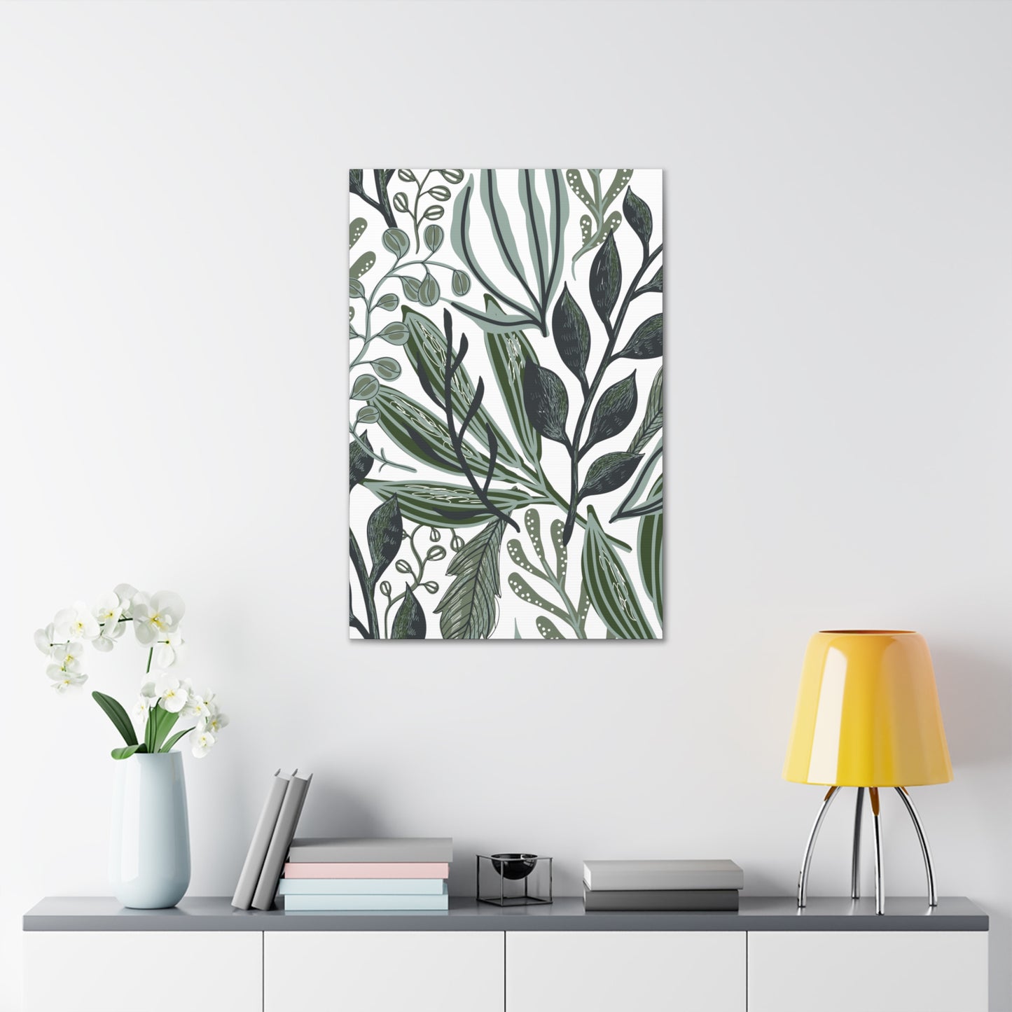 Greenery on White Canvas Print