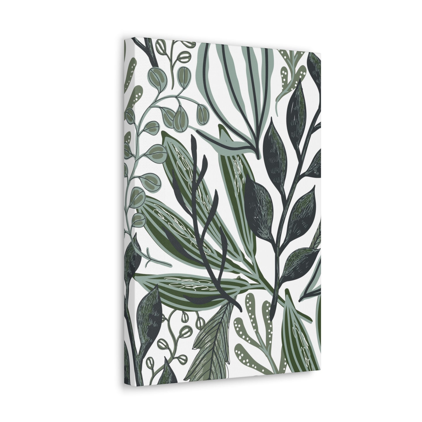Greenery on White Canvas Print
