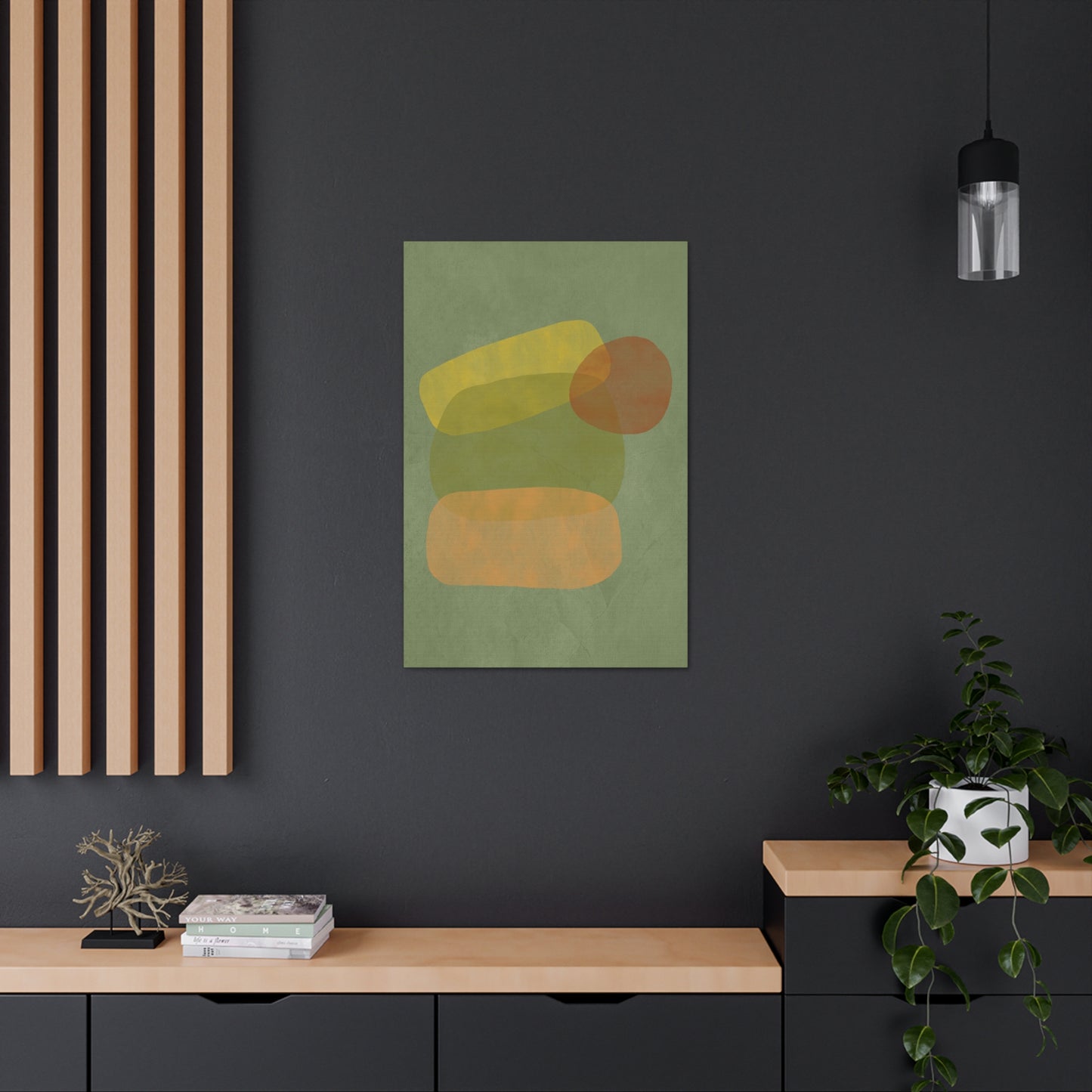 Pebble Stack in Green Canvas Print