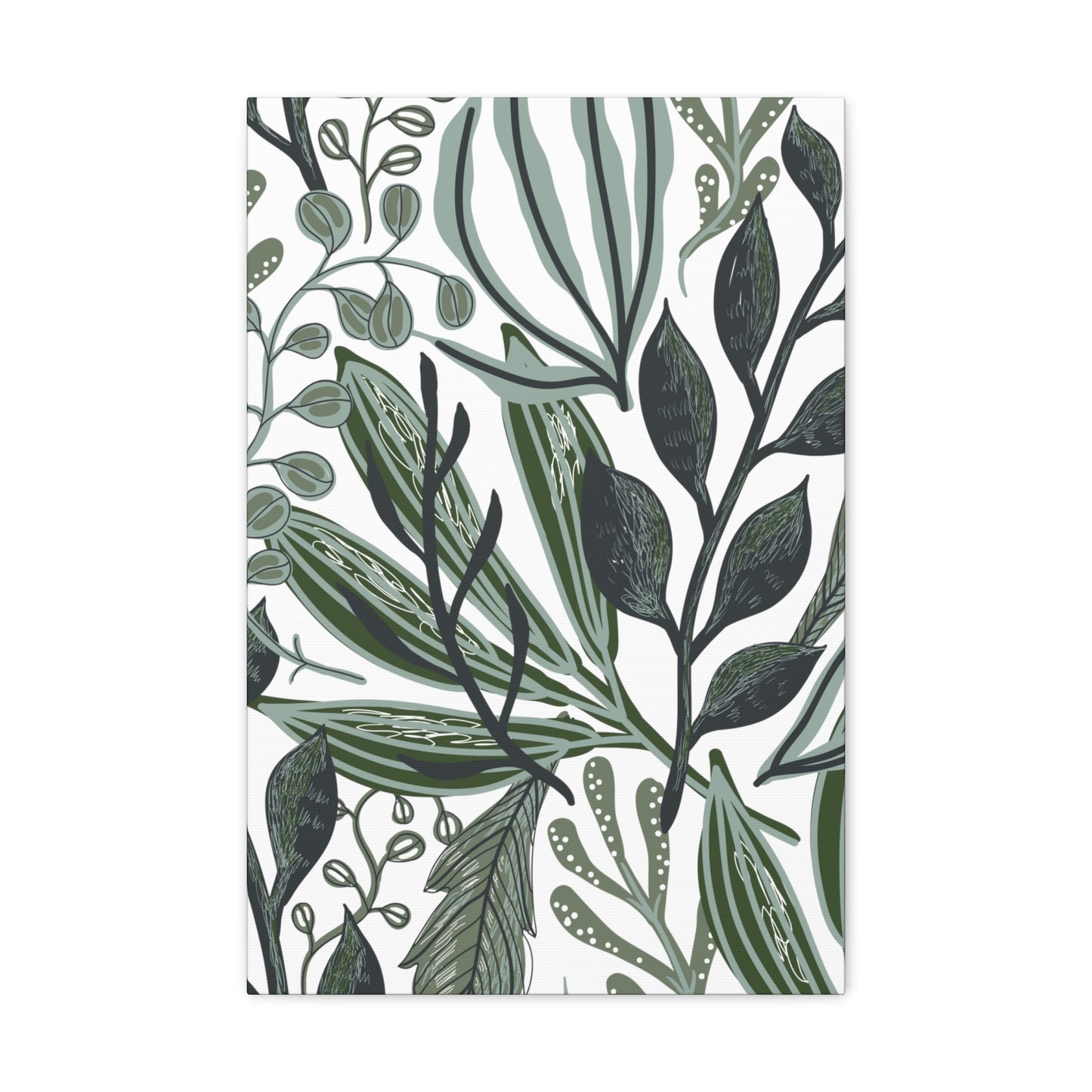 Greenery on White Canvas Print
