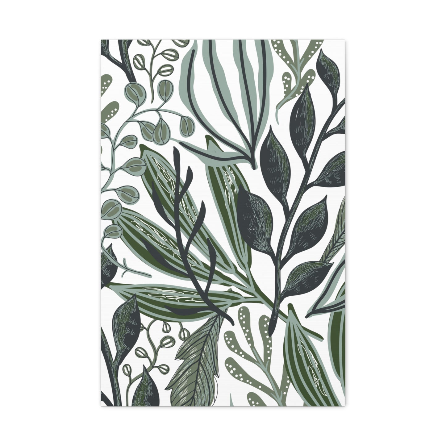 Greenery on White Canvas Print