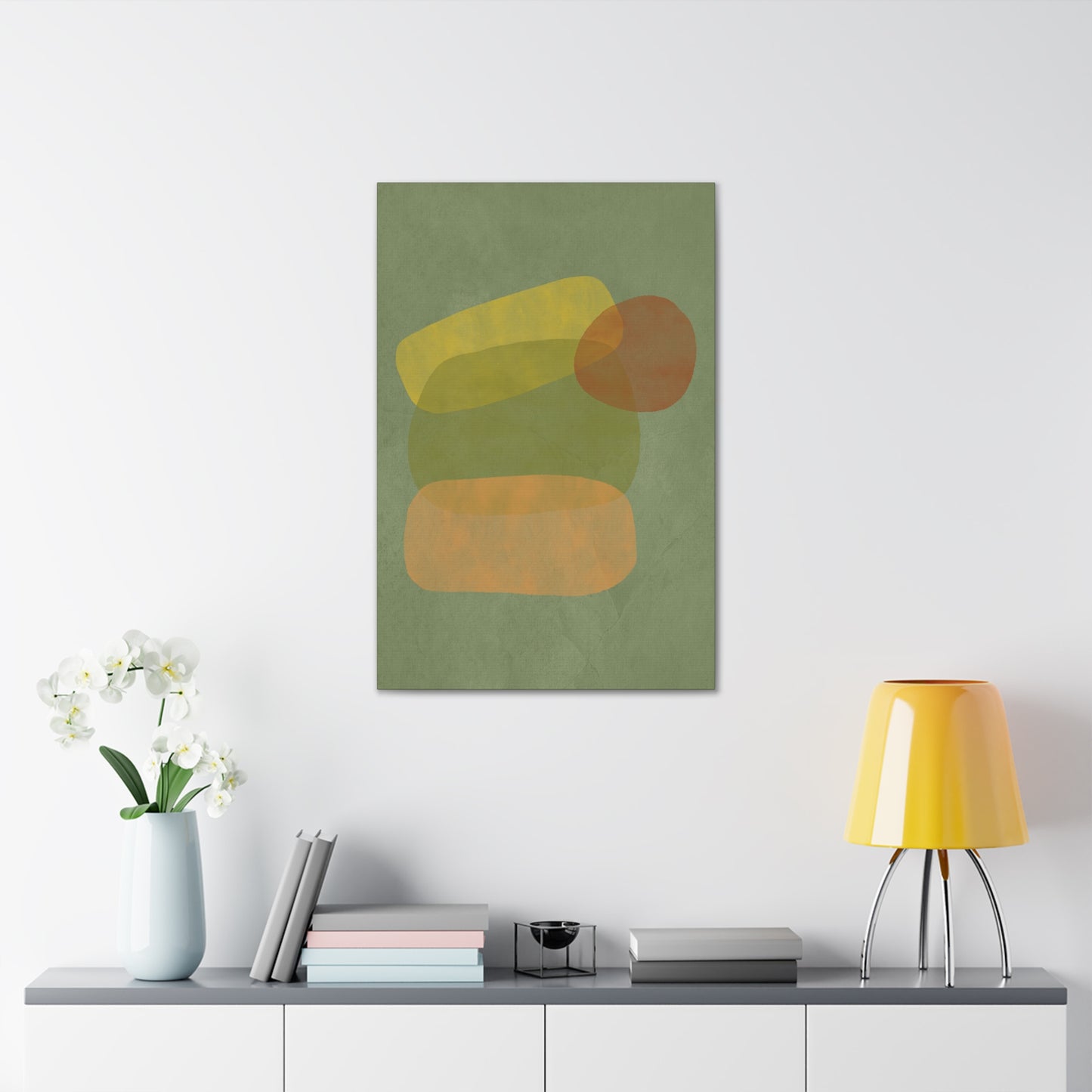 Pebble Stack in Green Canvas Print