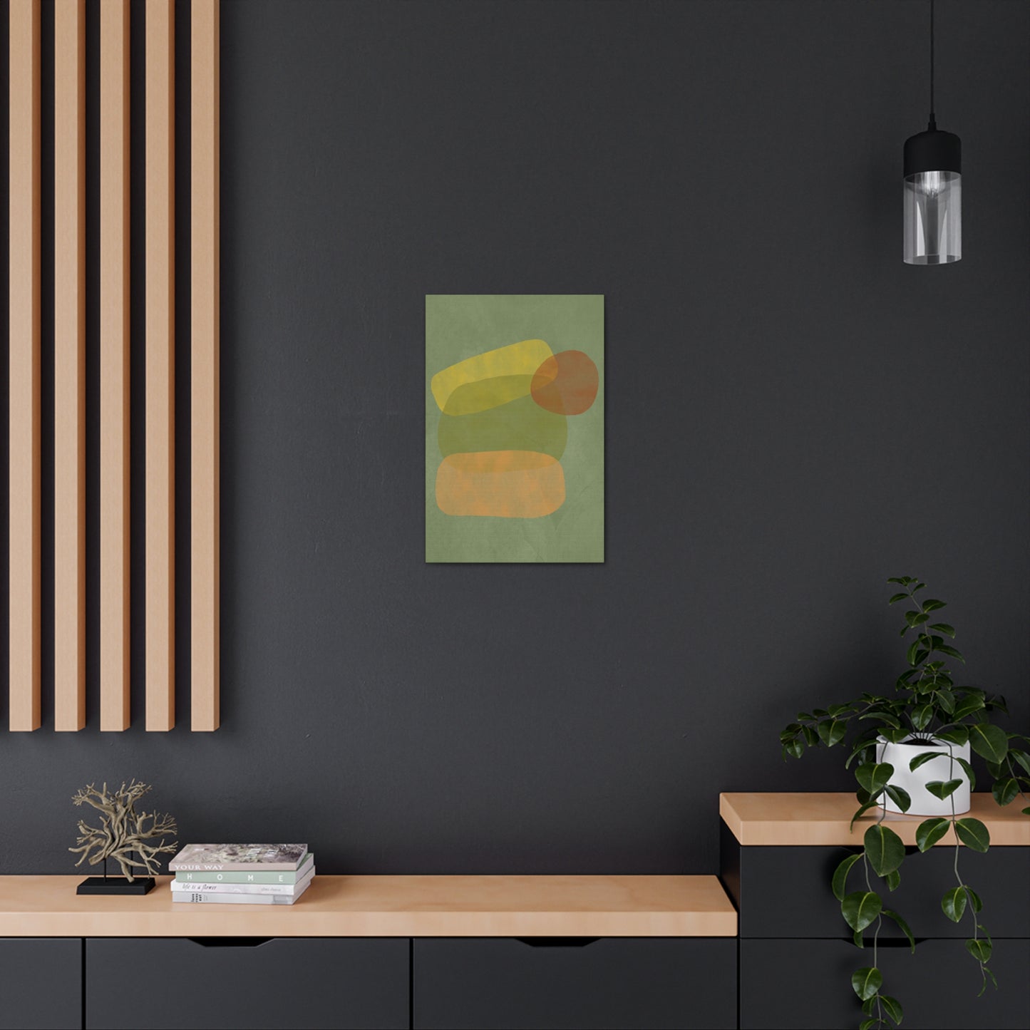 Pebble Stack in Green Canvas Print