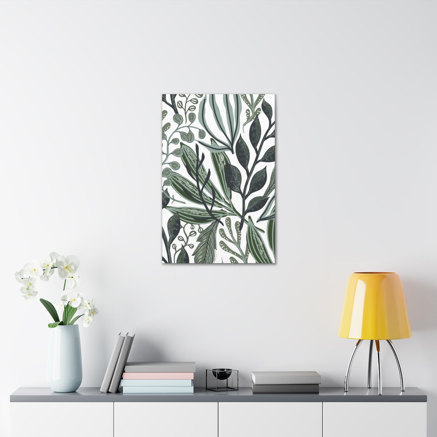 Greenery on White Canvas Print