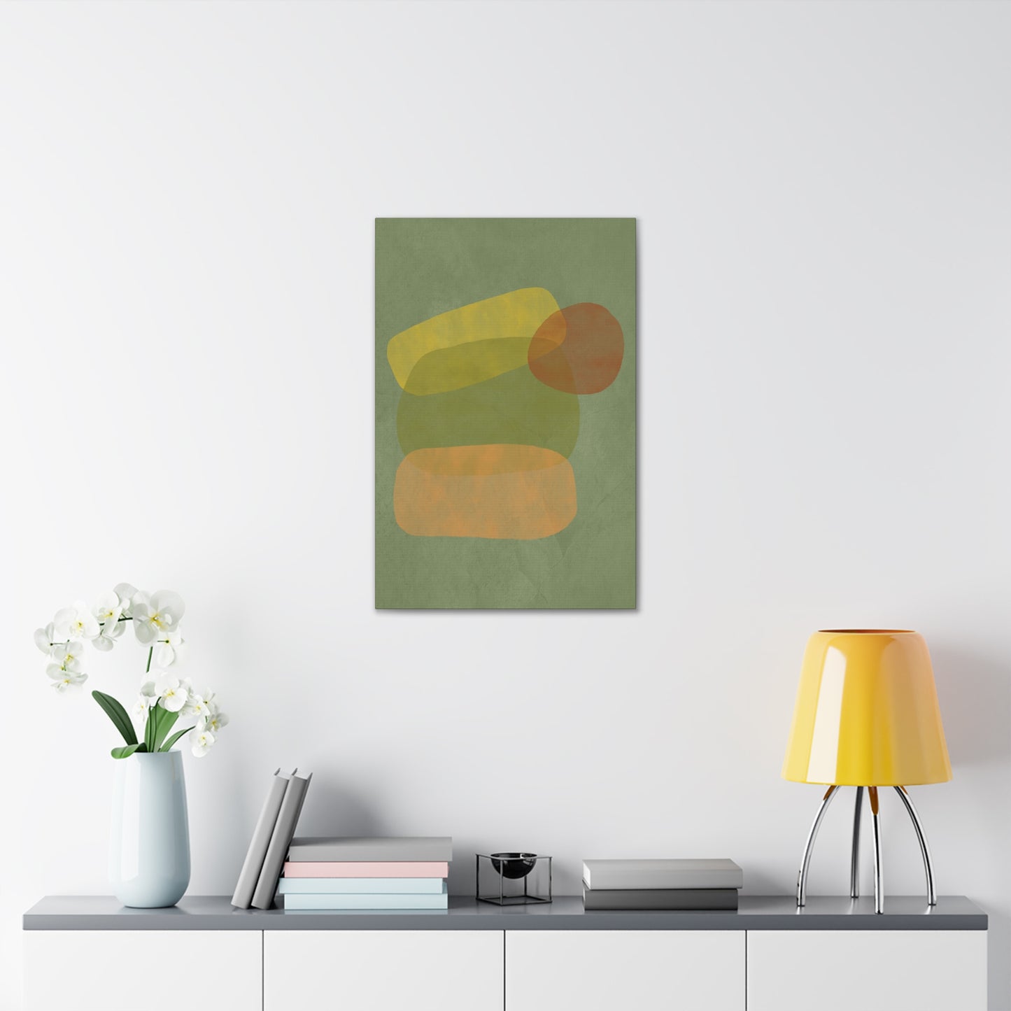 Pebble Stack in Green Canvas Print